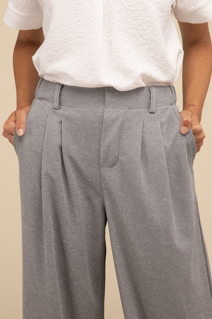 Waffle Trouser Pants Grey S by Lilou | Fleurcouture