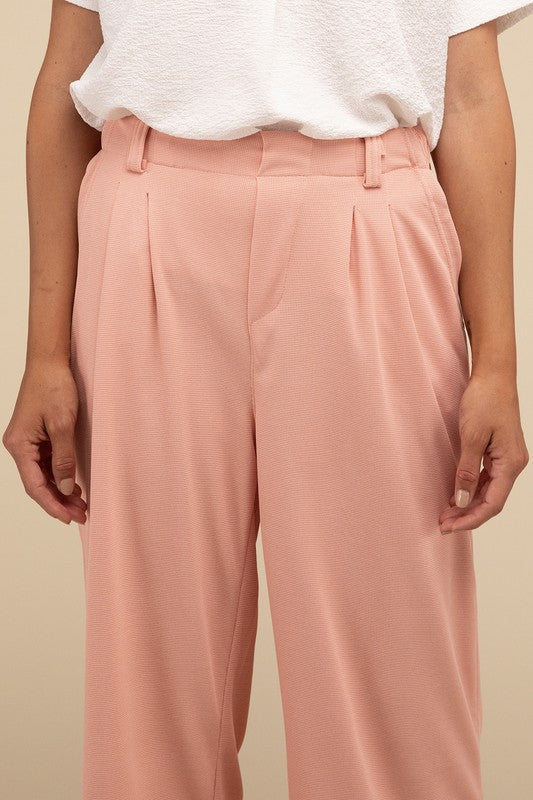 Waffle Trouser Pants Pink S by Lilou | Fleurcouture