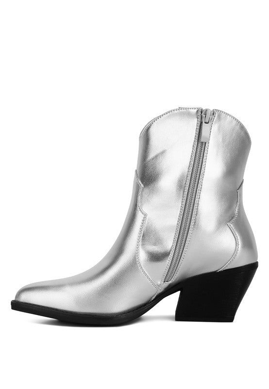 Wales Metallic Faux Leather Bootie SILVER by Rag Company | Fleurcouture