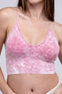 Washed Ribbed Bra Padded Tank Top ASH PINK S/M by ZENANA | Fleurcouture