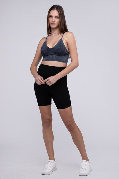 Washed Ribbed Bra Padded Tank Top by ZENANA | Fleurcouture