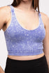 Washed Ribbed Cropped V-Neck Tank Top LT INDIGO S/M by ZENANA | Fleurcouture