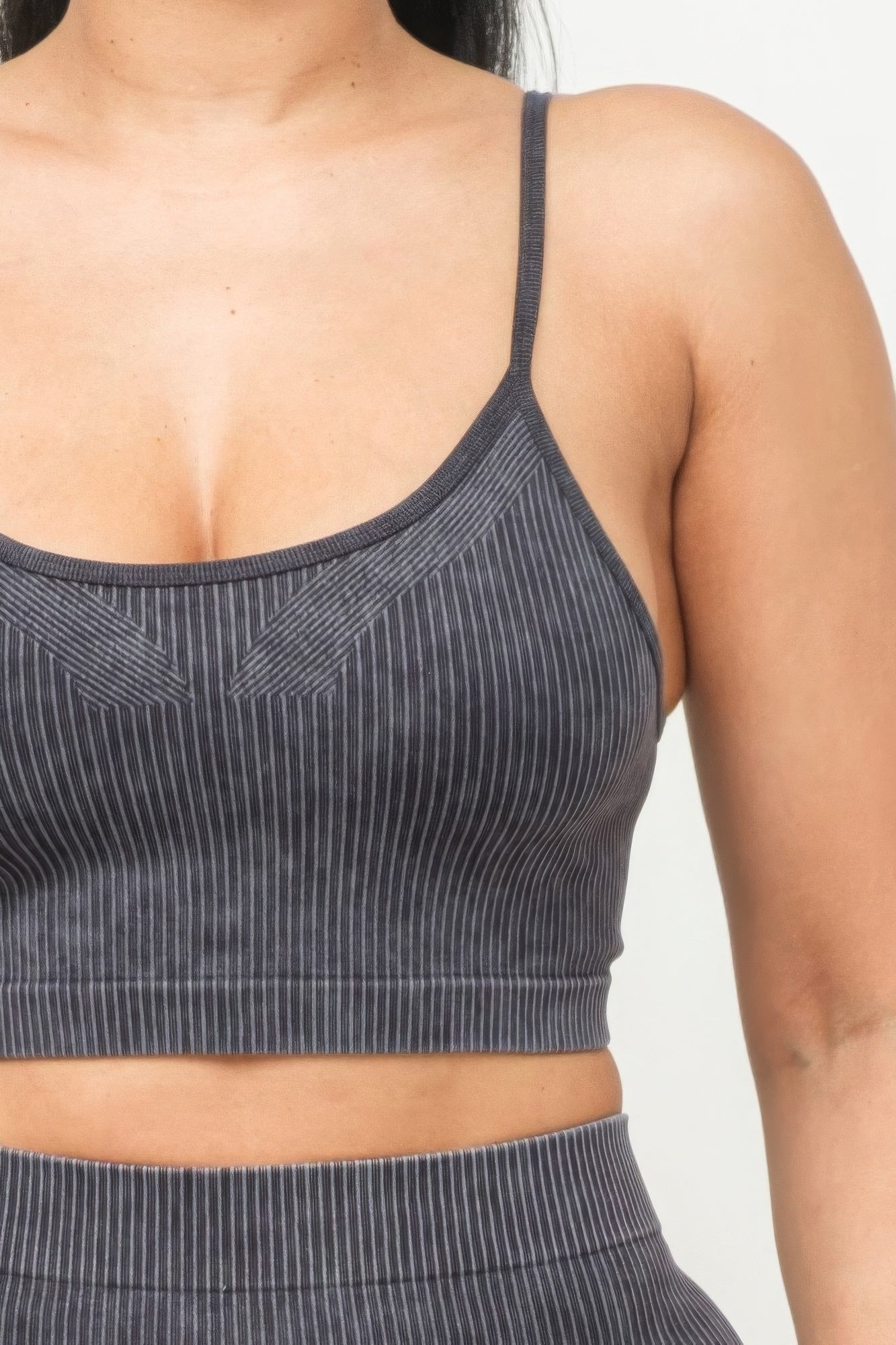 Washed Seamless Basic Tank Top And Shorts Set by Fleurcouture | Fleurcouture