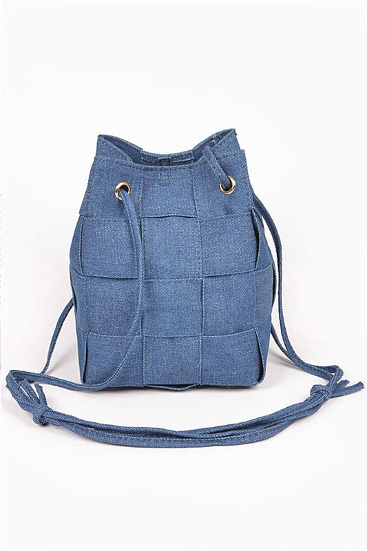 Weaved Denim Crossbody Bag Dark Blue O/S by Artini Accessories | Fleurcouture