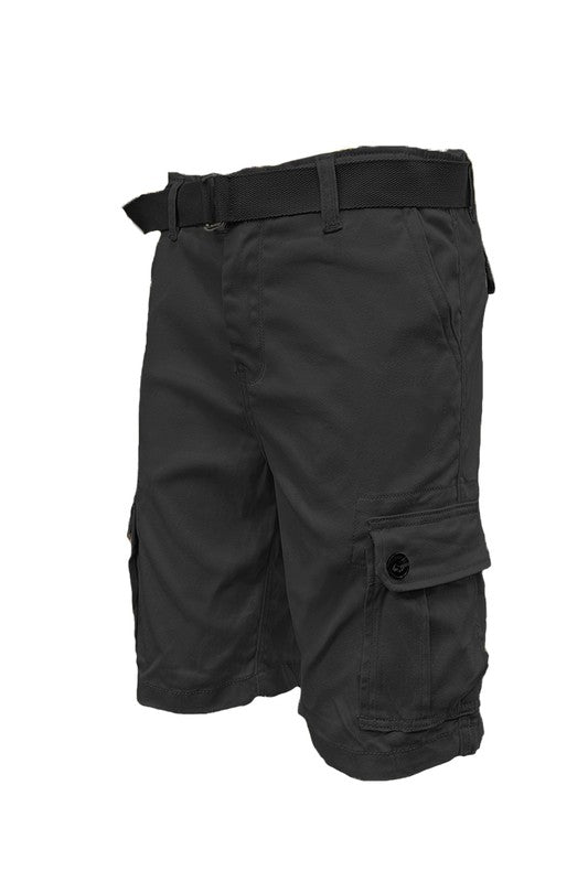 Weiv Mens Belted Cargo Shorts with Belt BLACK 30 by WEIV | Fleurcouture