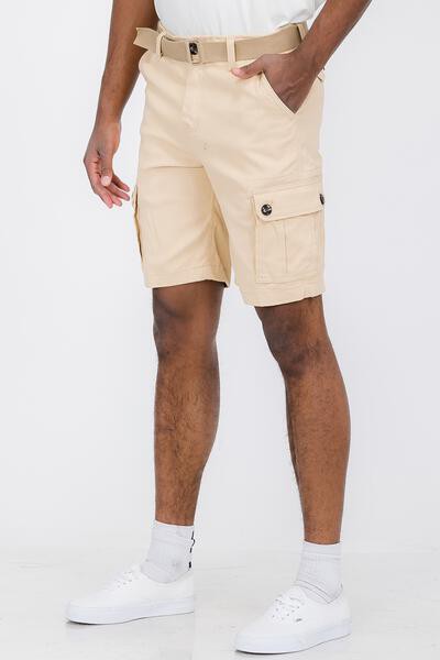 Weiv Mens Belted Cargo Shorts with Belt KHAKI 30 by WEIV | Fleurcouture