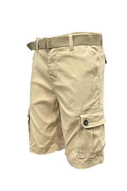 Weiv Mens Belted Cargo Shorts with Belt KHAKI 30 by WEIV | Fleurcouture