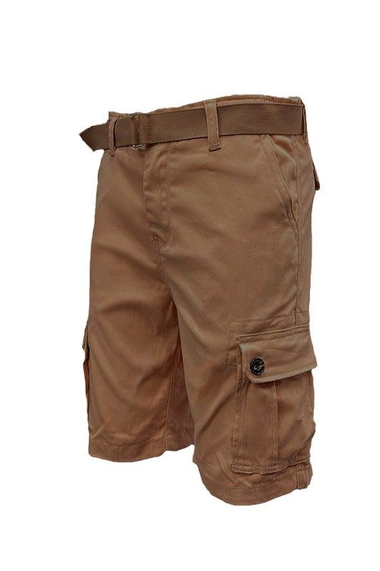 Weiv Mens Belted Cargo Shorts with Belt Mocha 30 by WEIV | Fleurcouture