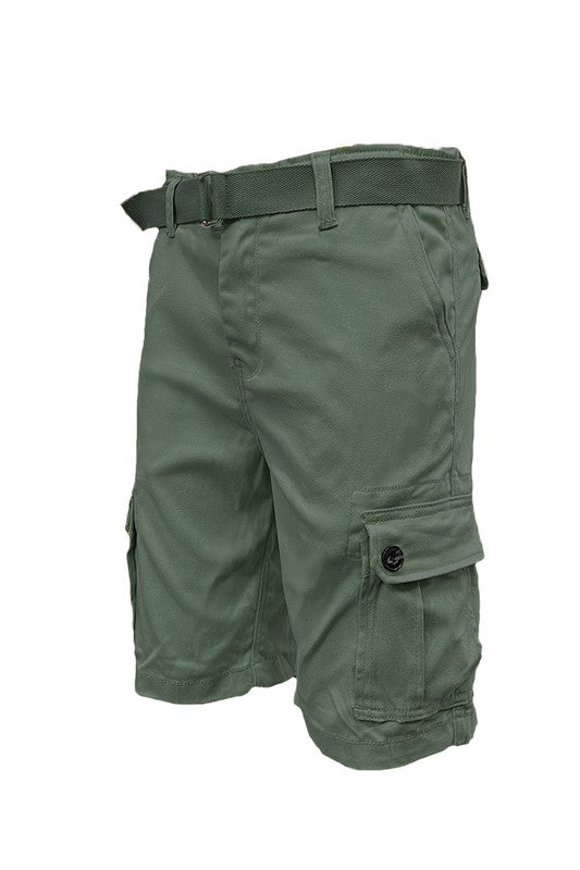 Weiv Mens Belted Cargo Shorts with Belt OLIVE 30 by WEIV | Fleurcouture