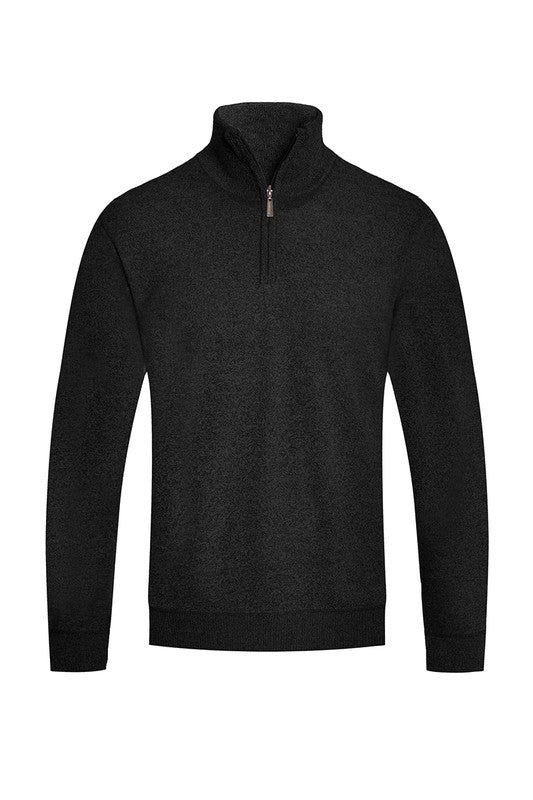 Weiv Mens Knit Quarter Zip Sweater BLACK S by WEIV | Fleurcouture