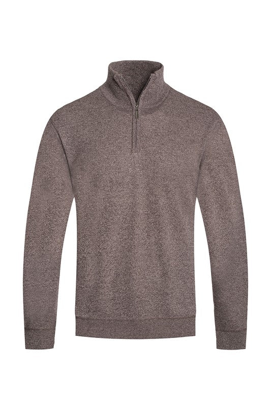 Weiv Mens Knit Quarter Zip Sweater BROWN S by WEIV | Fleurcouture