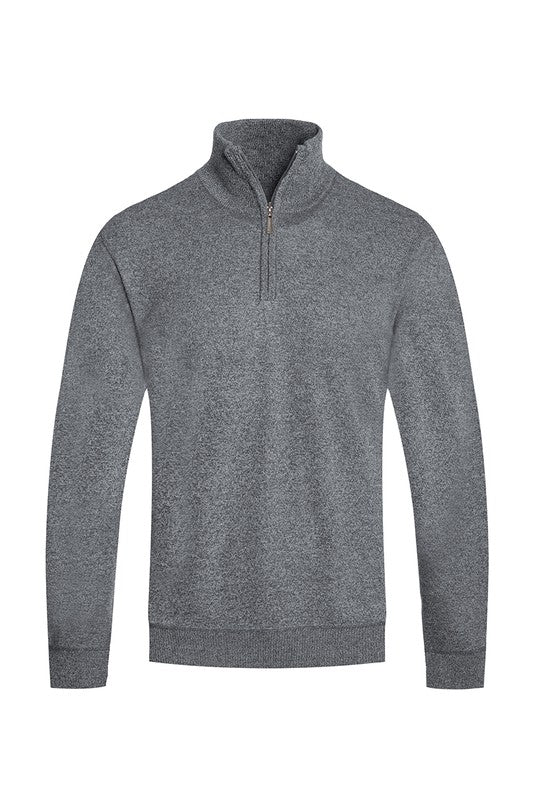 Weiv Mens Knit Quarter Zip Sweater HGREY S by WEIV | Fleurcouture