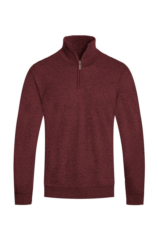 Weiv Mens Knit Quarter Zip Sweater MAROON S by WEIV | Fleurcouture