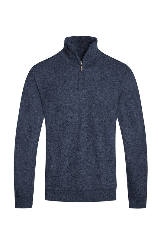 Weiv Mens Knit Quarter Zip Sweater NAVY S by WEIV | Fleurcouture