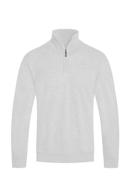 Weiv Mens Knit Quarter Zip Sweater WHITE S by WEIV | Fleurcouture