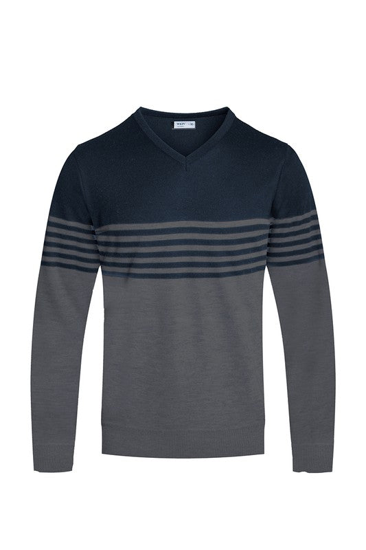 Weiv Mens Knit VNeck Pullover Sweater BLUE S by WEIV | Fleurcouture