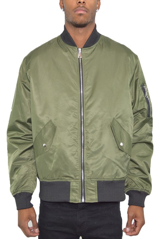 Weiv Mens Solid Padded Bomber Jacket OLIVE S by WEIV | Fleurcouture