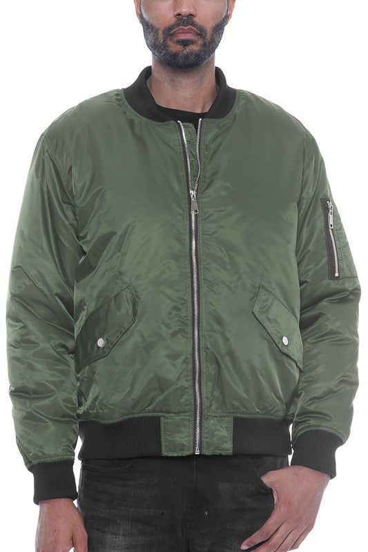 Weiv Mens Solid Padded Bomber Jacket OLIVE S by WEIV | Fleurcouture