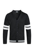 Weiv Mens Two Stripe Button Cardigan BLACK S by WEIV | Fleurcouture