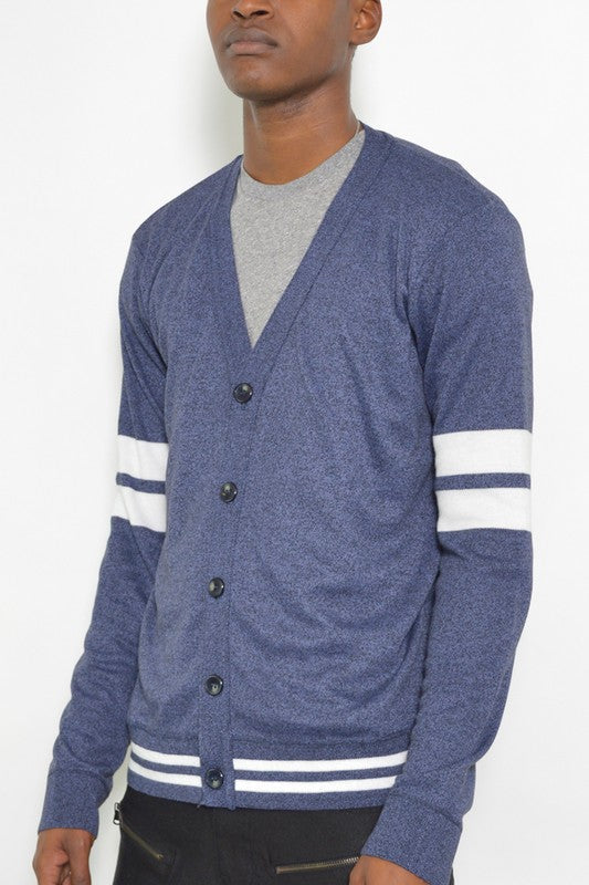 Weiv Mens Two Stripe Button Cardigan by WEIV | Fleurcouture