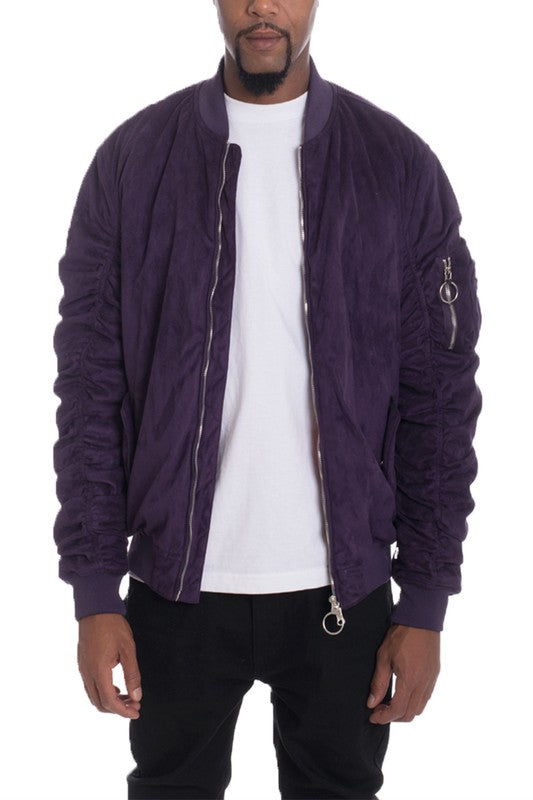 Weiv Mirosuede Scrunched Bomber Jacket by WEIV | Fleurcouture