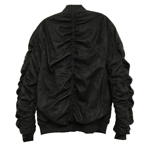 Weiv Mirosuede Scrunched Bomber Jacket by WEIV | Fleurcouture