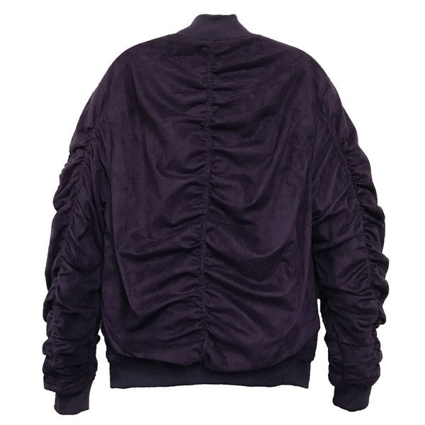 Weiv Mirosuede Scrunched Bomber Jacket by WEIV | Fleurcouture