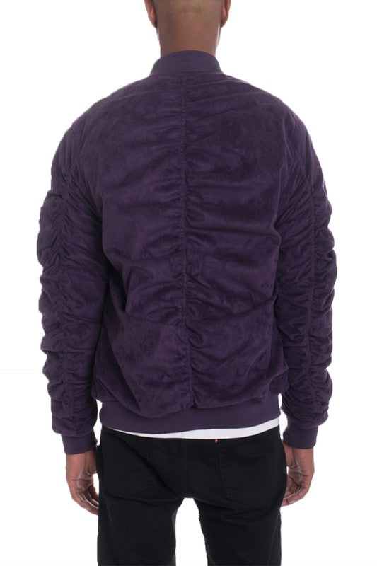 Weiv Mirosuede Scrunched Bomber Jacket by WEIV | Fleurcouture