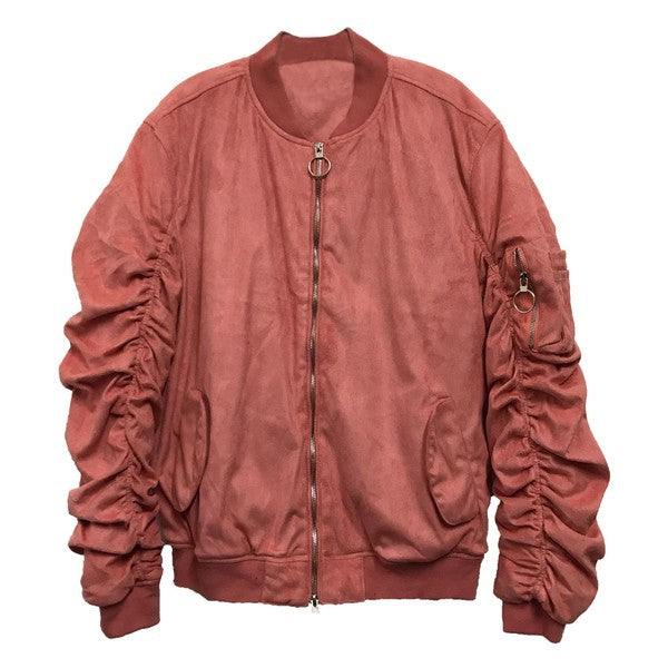 Weiv Mirosuede Scrunched Bomber Jacket by WEIV | Fleurcouture