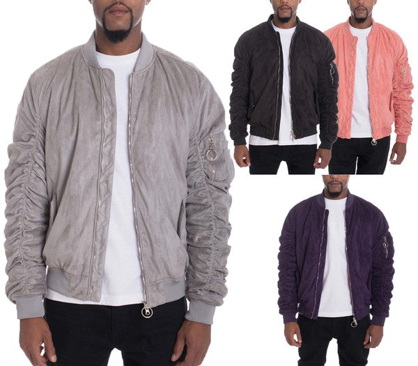 Weiv Mirosuede Scrunched Bomber Jacket by WEIV | Fleurcouture