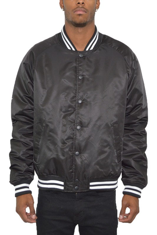 Weiv Polyester Solid Varsity Jacket BLACK S by WEIV | Fleurcouture