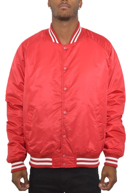 Weiv Polyester Solid Varsity Jacket RED S by WEIV | Fleurcouture