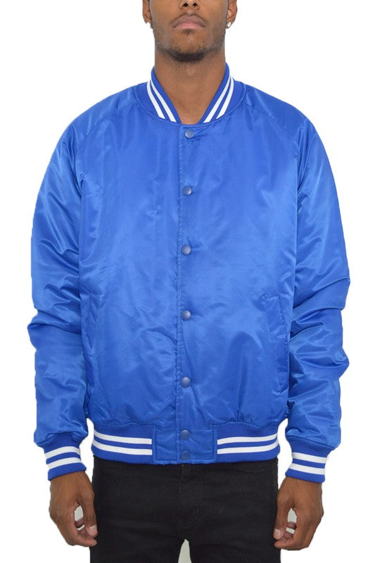 Weiv Polyester Solid Varsity Jacket ROYAL S by WEIV | Fleurcouture