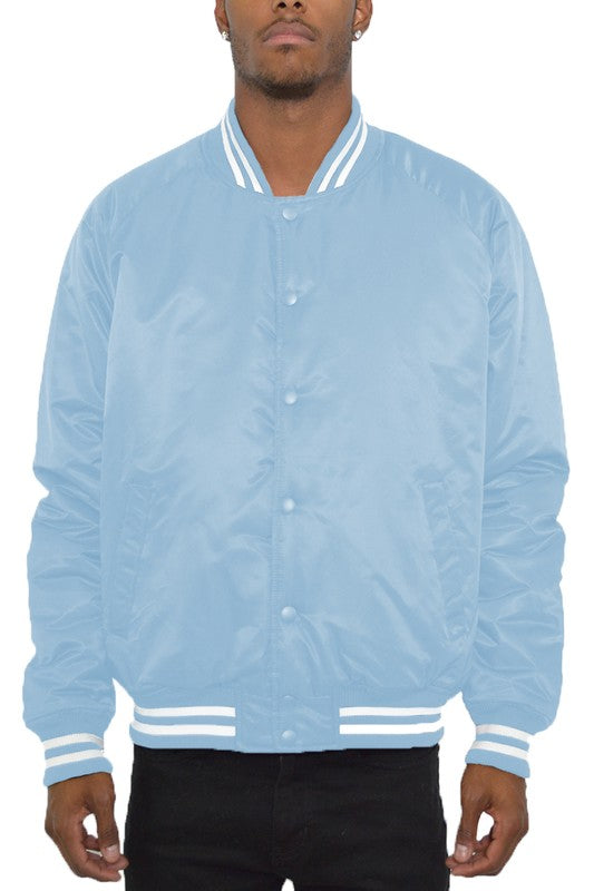 Weiv Polyester Solid Varsity Jacket SKY S by WEIV | Fleurcouture