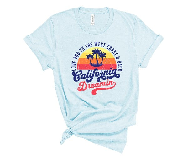 West Coast California Dreamin Graphic Tee Ice Blue L by Ocean and 7th | Fleurcouture