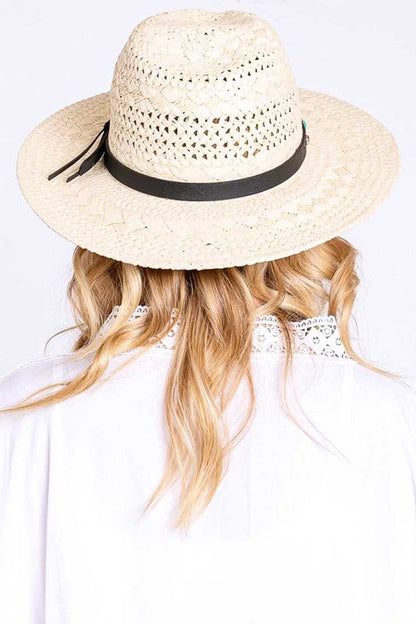 Western Headband Straw Fedora O/S by Artini Accessories | Fleurcouture