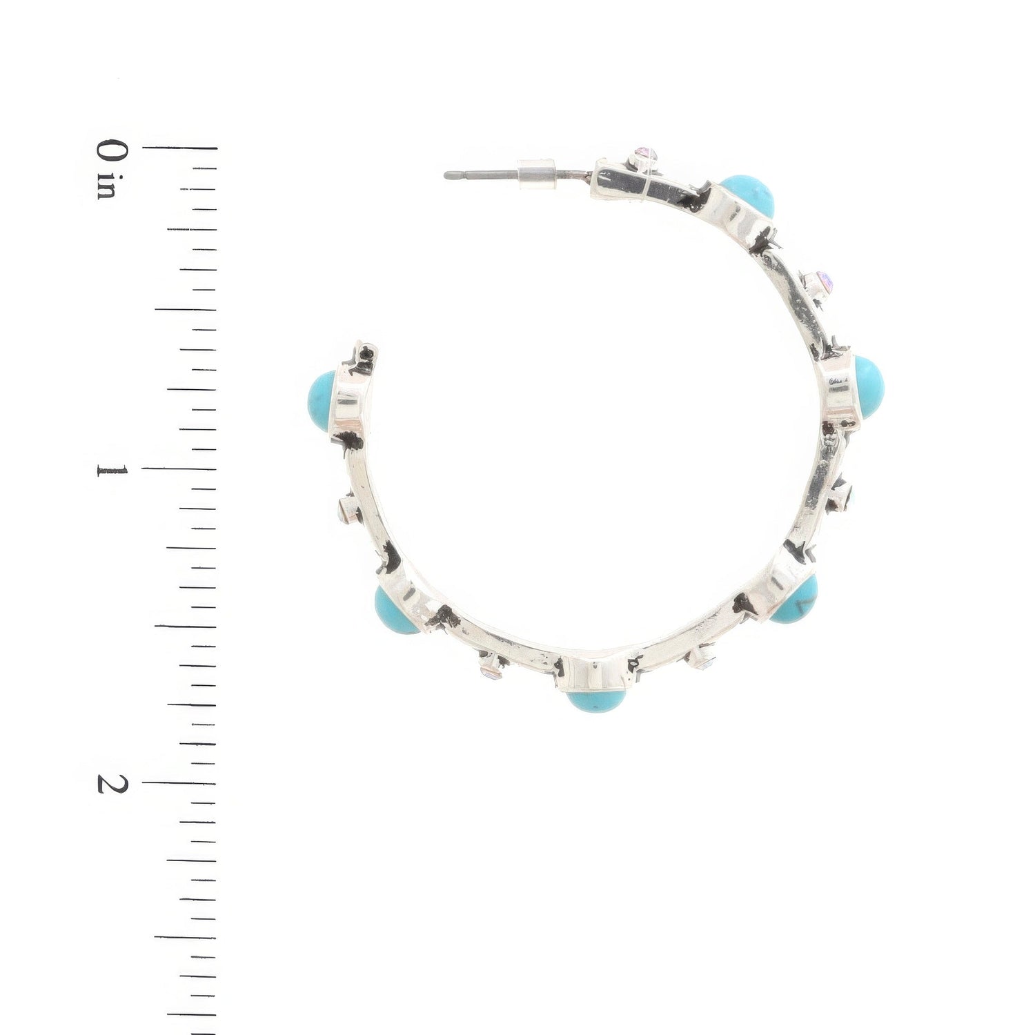 Western Turquoise Bead Open Hoop Earring Turquoise by Fleurcouture | Fleurcouture