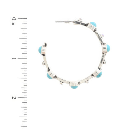 Western Turquoise Bead Open Hoop Earring Turquoise by Fleurcouture | Fleurcouture