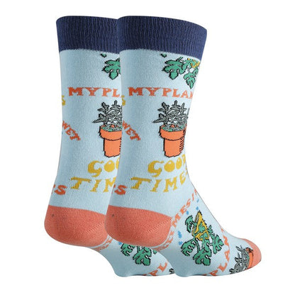 Wet My Plants - Mens Crew Socks blue MS by Oooh Yeah Socks | Fleurcouture