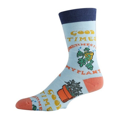 Wet My Plants - Mens Crew Socks blue MS by Oooh Yeah Socks | Fleurcouture