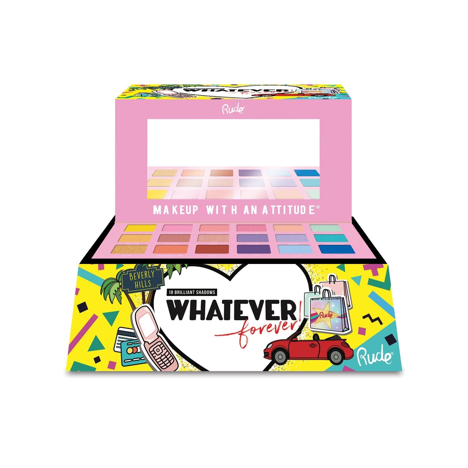 Whatever Forever Eyeshadow Palette Display Set, 24pcs Wholesale Set by Rude Cosmetics | Fleurcouture