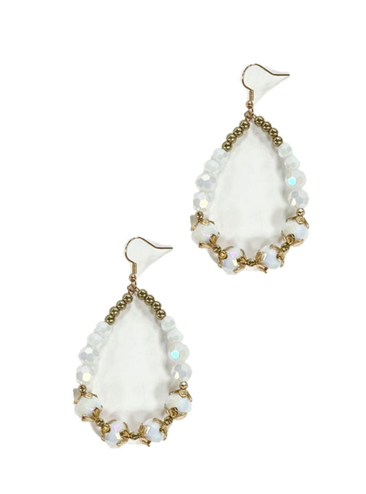 White Beaded Earrings White One Size Earrings by Southern Grace | Fleurcouture