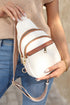 White Casual Multi Zipped Street penny Sling Bag Ivory one by EG fashion | Fleurcouture