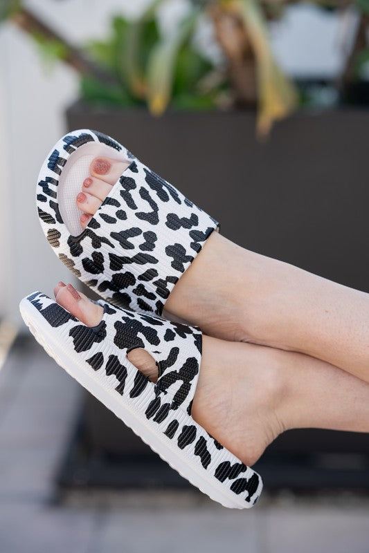 White Leopard Insanely Comfortable Slides White Leopard by Julia Rose | Fleurcouture