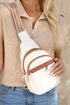 White Multi Zipped Street Casual Sling Bag White ONE SIZE 95%PU+5%Alloy Shoes & Bags by Fleurcouture | Fleurcouture