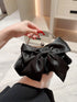 White Satin Bow Fairy Evening Bags Clutch Metal Handle Handbags for Women Wedding Party Bridal Clutches Purse Chain Shoulder Bag Black by Fleurcouture | Fleurcouture
