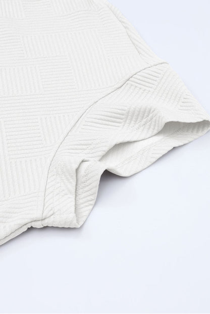 White Textured Loose Fit T Shirt and Drawstring Pants Set 95%Polyester+5%Elastane Two Piece Sets by Fleurcouture | Fleurcouture