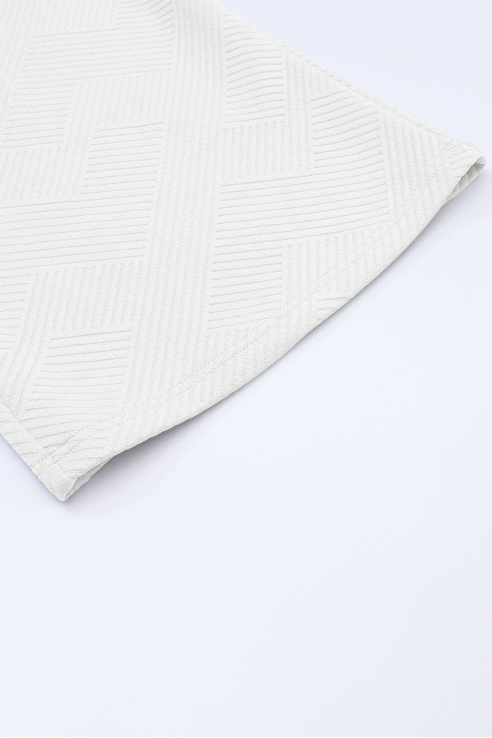 White Textured Loose Fit T Shirt and Drawstring Pants Set 95%Polyester+5%Elastane Two Piece Sets by Fleurcouture | Fleurcouture