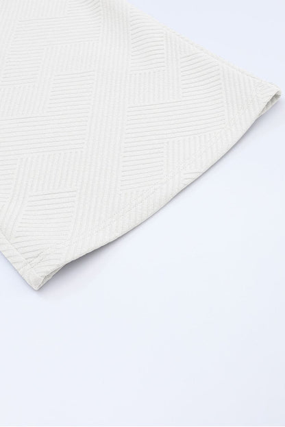 White Textured Loose Fit T Shirt and Drawstring Pants Set 95%Polyester+5%Elastane Two Piece Sets by Fleurcouture | Fleurcouture