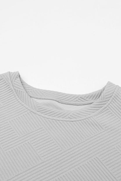 White Textured Loose Fit T Shirt and Drawstring Pants Set 95%Polyester+5%Elastane Two Piece Sets by Fleurcouture | Fleurcouture